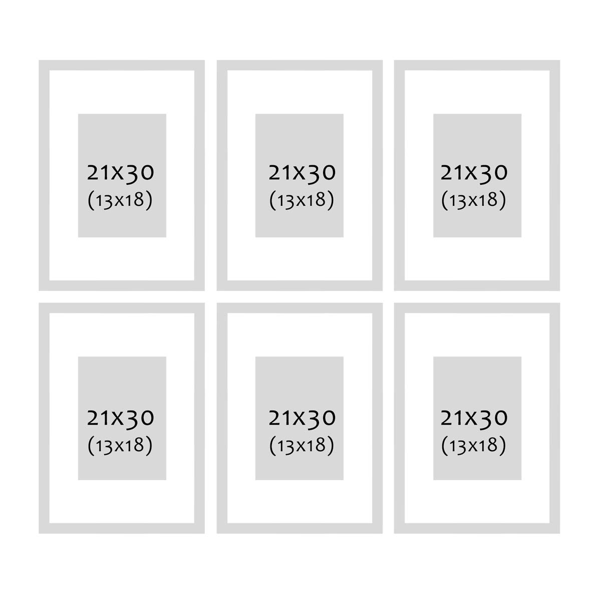 Photolini 6er Set Poster-Bilderrahmen 21x30 cm / DIN A4 Eiche Dunkel MDF mit Passepartout Tägliche Deals