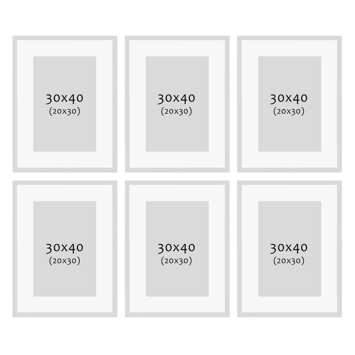 Photolini 6er Set Poster-Bilderrahmen 30x40 cm Modern Weiß MDF mit Passepartout Riesige Ersparnisse