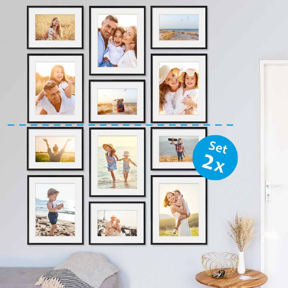 Photolini 6er Set Poster-Bilderrahmen 30x40 cm und 40x50 cm Modern Schwarz MDF mit Passepartout Begrenzte Freigabe