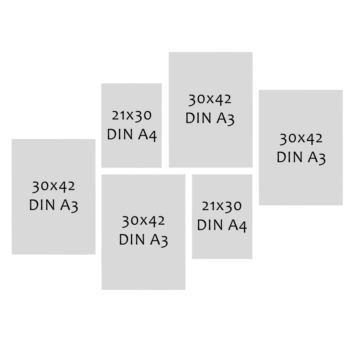 Photolini 6 Bilderrahmen Eiche Dunkel 4x 30x42 und 2x 21x30 cm / DIN A4 MDF mit Acrylglas Neueste Stile