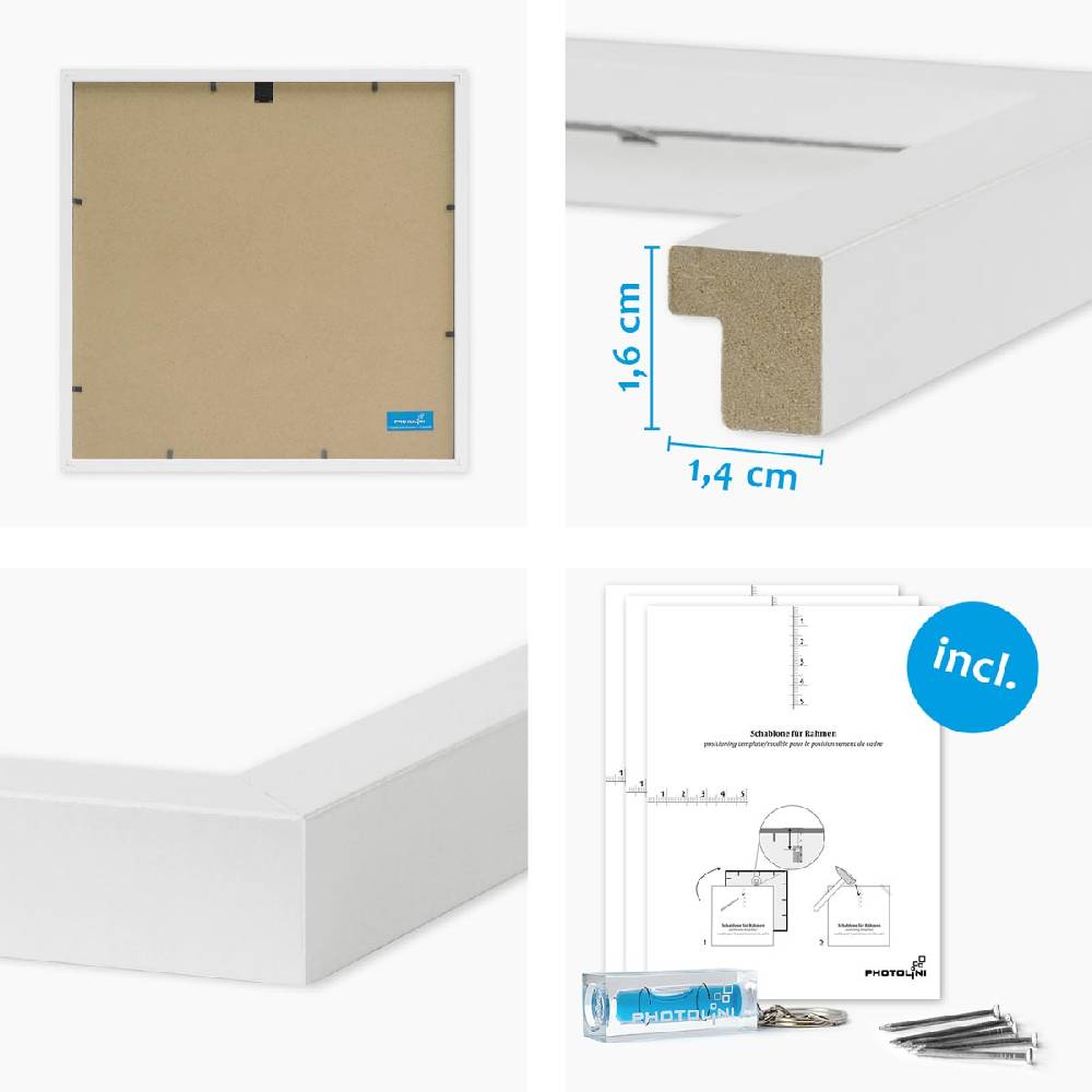 Photolini 9er Set Poster-Bilderrahmen 30x30 cm Modern Weiß MDF mit Passepartout Letzte 2 Tage
