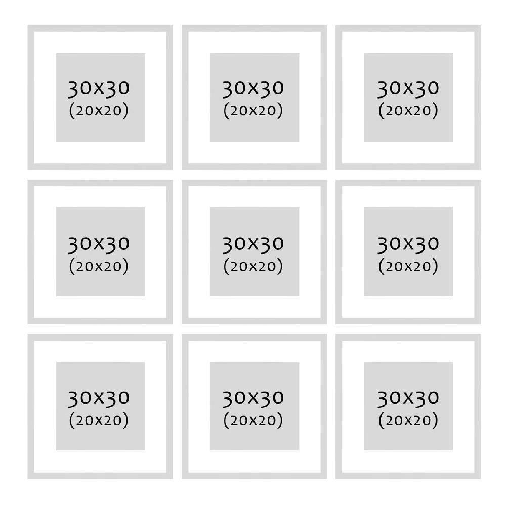 Photolini 9er Set Poster-Bilderrahmen 30x30 cm Modern Weiß MDF mit Passepartout Letzte 2 Tage