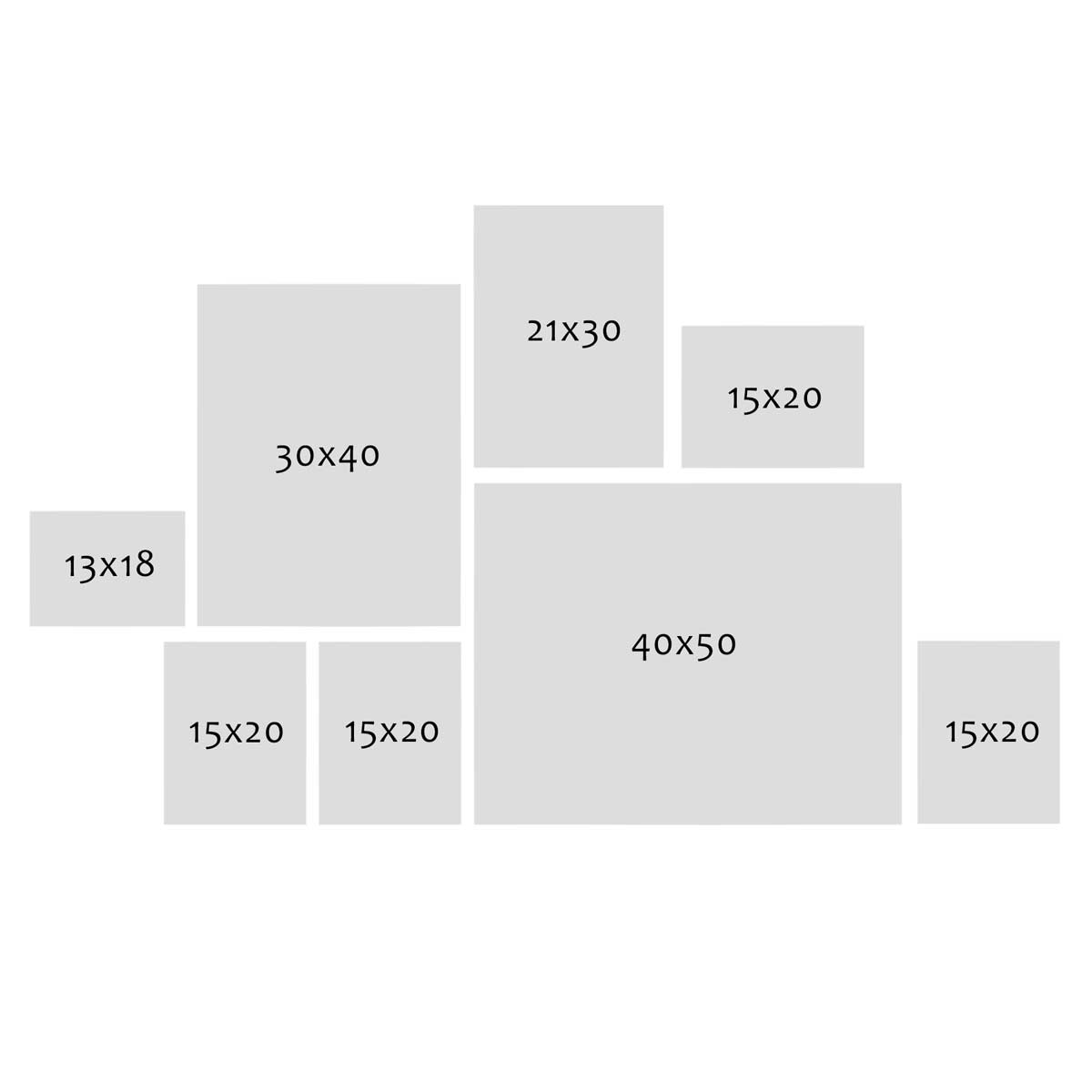 Photolini 8er Bilderrahmen-Set Eiche Dunkel aus MDF 13x18 bis 40x50 cm Letzter Tag