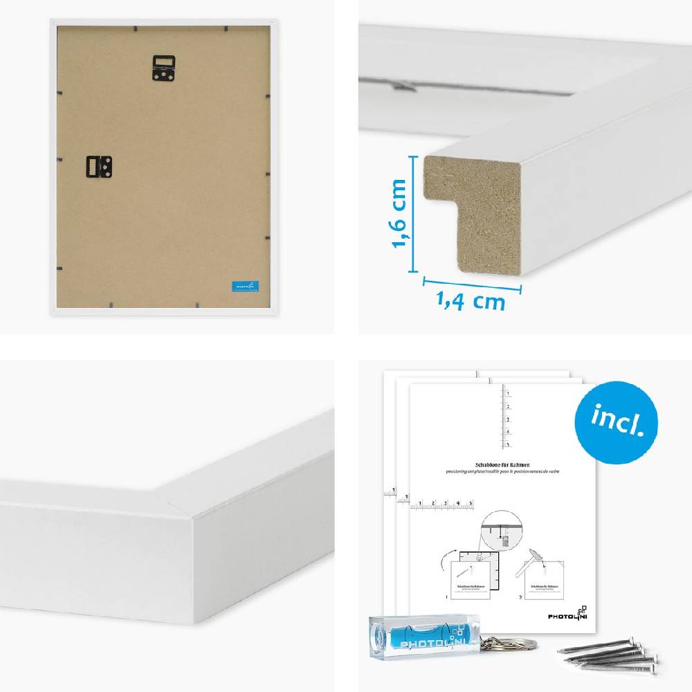 Photolini 6er Set Poster-Bilderrahmen 30x40 cm und 40x50 cm Modern Weiß MDF mit Passepartout Zeitbegrenzte Promotion