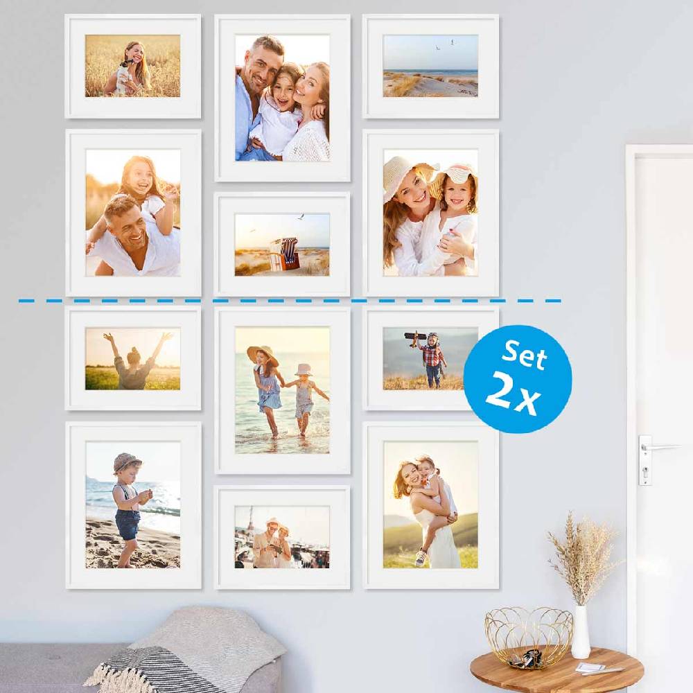 Photolini 6er Set Poster-Bilderrahmen 30x40 cm und 40x50 cm Modern Weiß MDF mit Passepartout Zeitbegrenzte Promotion