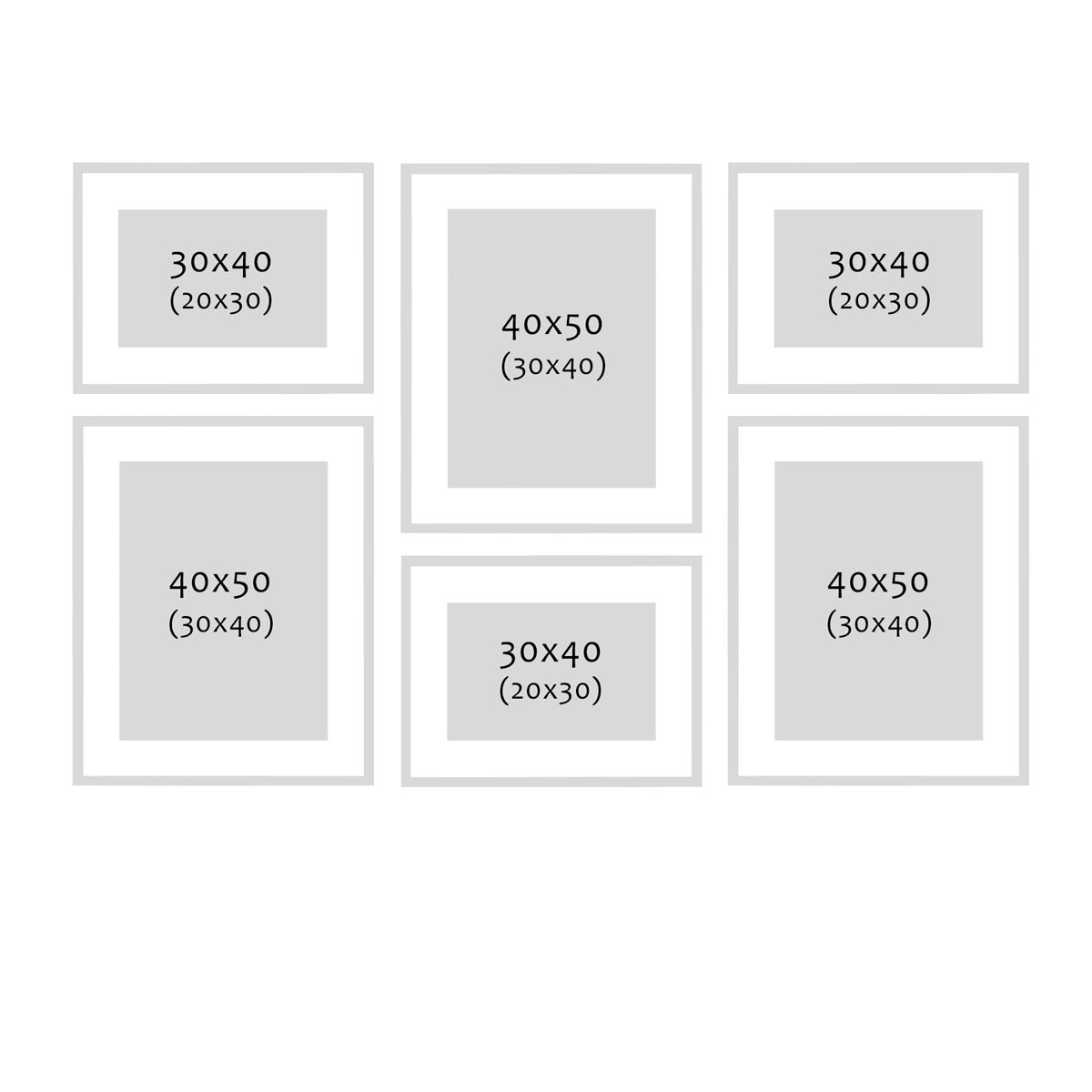 Photolini 6er Set Poster-Bilderrahmen 30x40 cm und 40x50 cm Modern Weiß MDF mit Passepartout Zeitbegrenzte Promotion