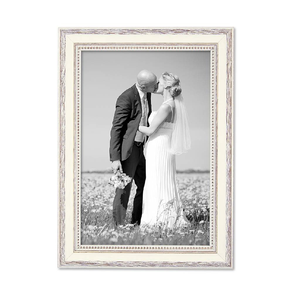 Photolini Holz-Bilderrahmen Landhaus-Stil Weiss Shabby-Chic Kostenloser Versand international