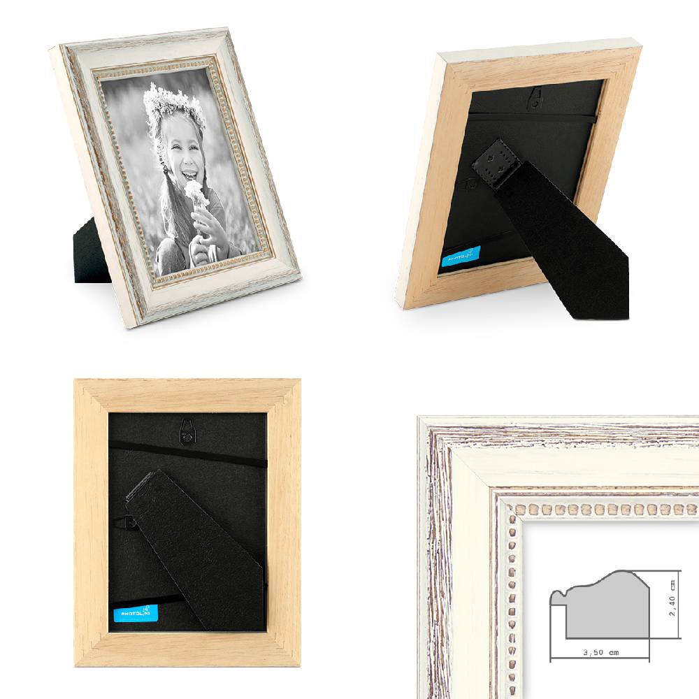 Photolini Holz-Bilderrahmen Landhaus-Stil Weiss Shabby-Chic Kostenloser Versand international