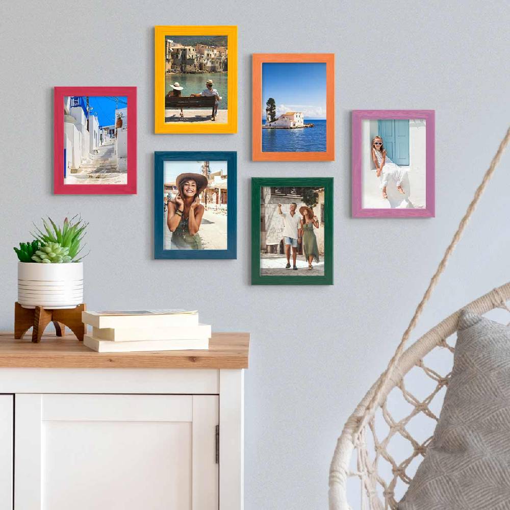 Photolini 6er Set Bilderrahmen Regenbogen-Farben Fabrikverkauf