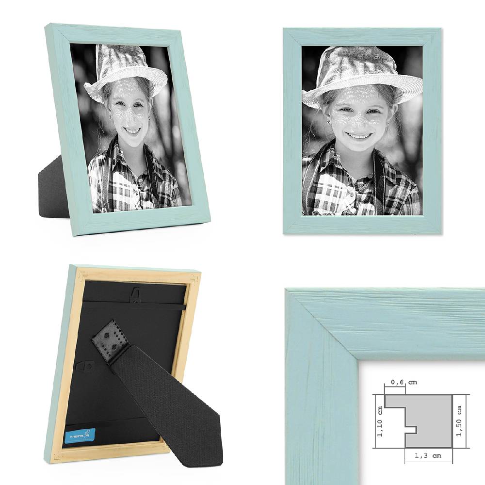 Photolini 12er Set Bilderrahmen Bunt Massivholz 10x15 bis 21x30 cm | Acrylglas Rabatt