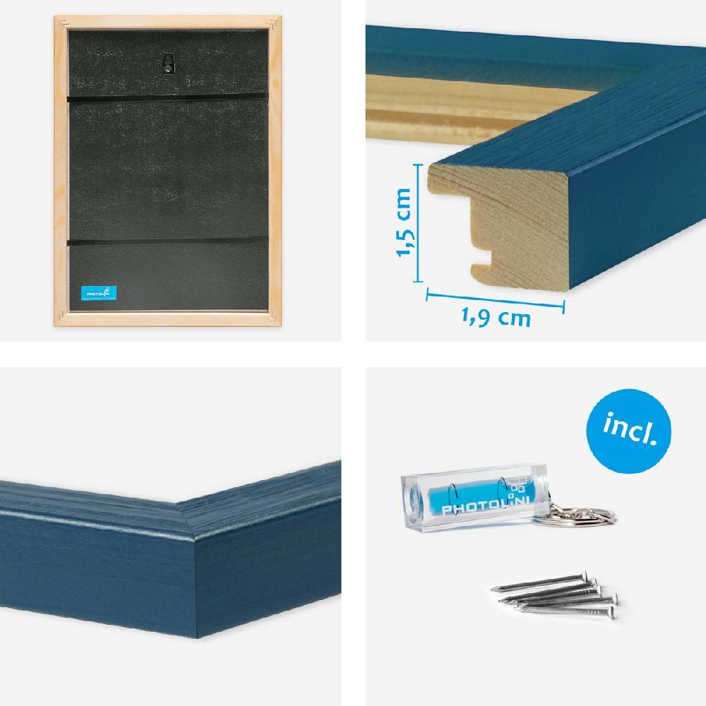 Photolini Bilderrahmen Dunkelblau 21x30 cm / DIN A4 3er Set mit Acrylglas Versandkostenfrei
