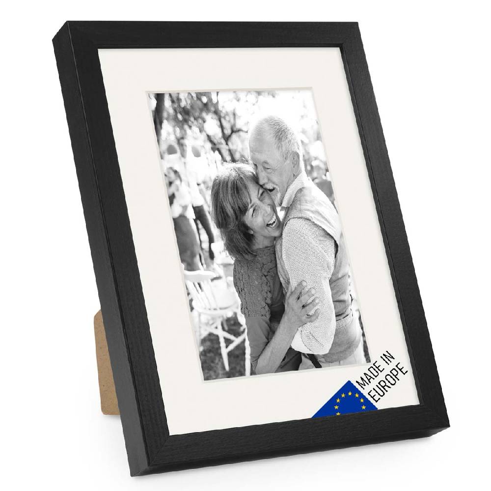 Photolini Bilderrahmen Echtholz mit Passepartout Schwarz Flash Sale