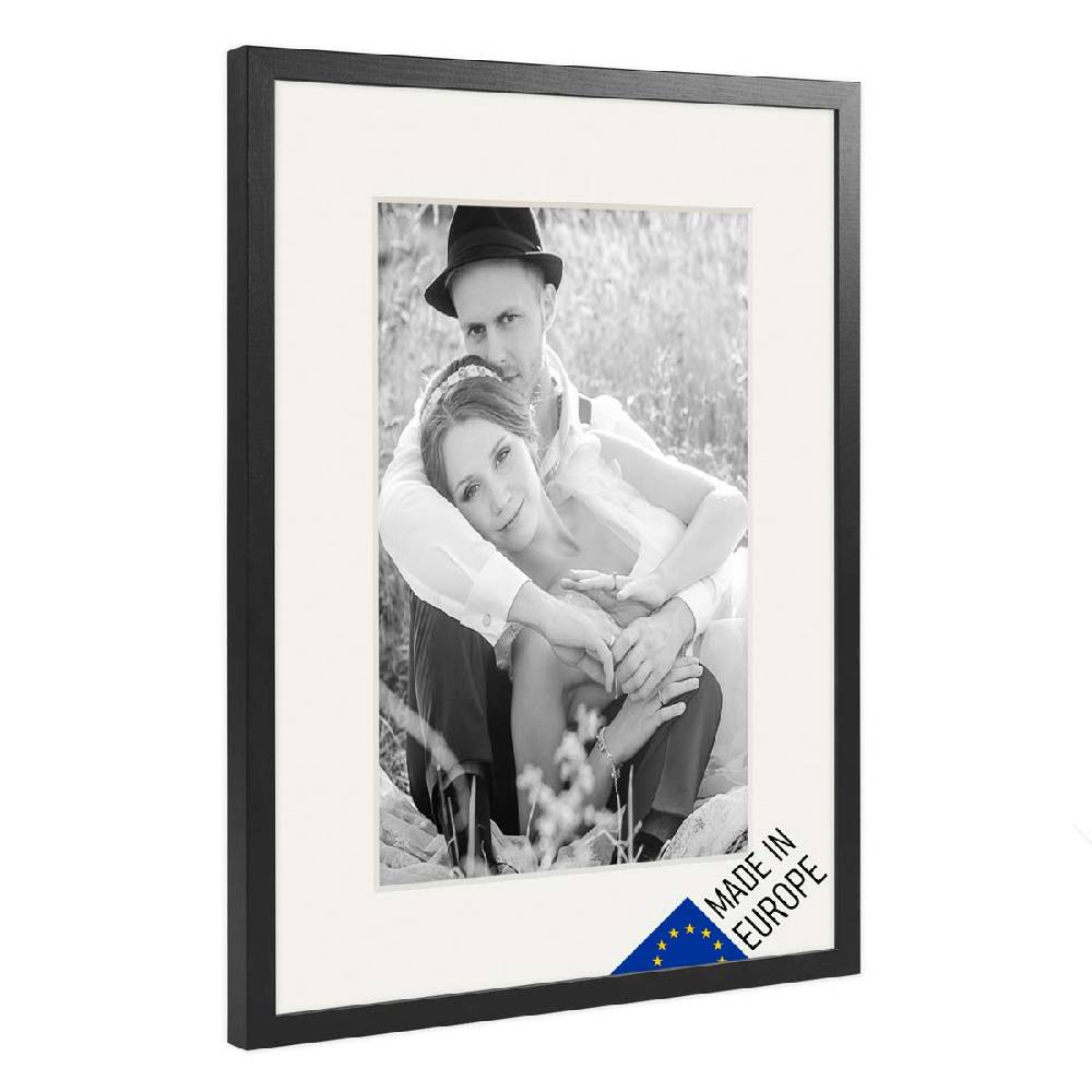 Photolini Bilderrahmen Echtholz mit Passepartout Schwarz Flash Sale