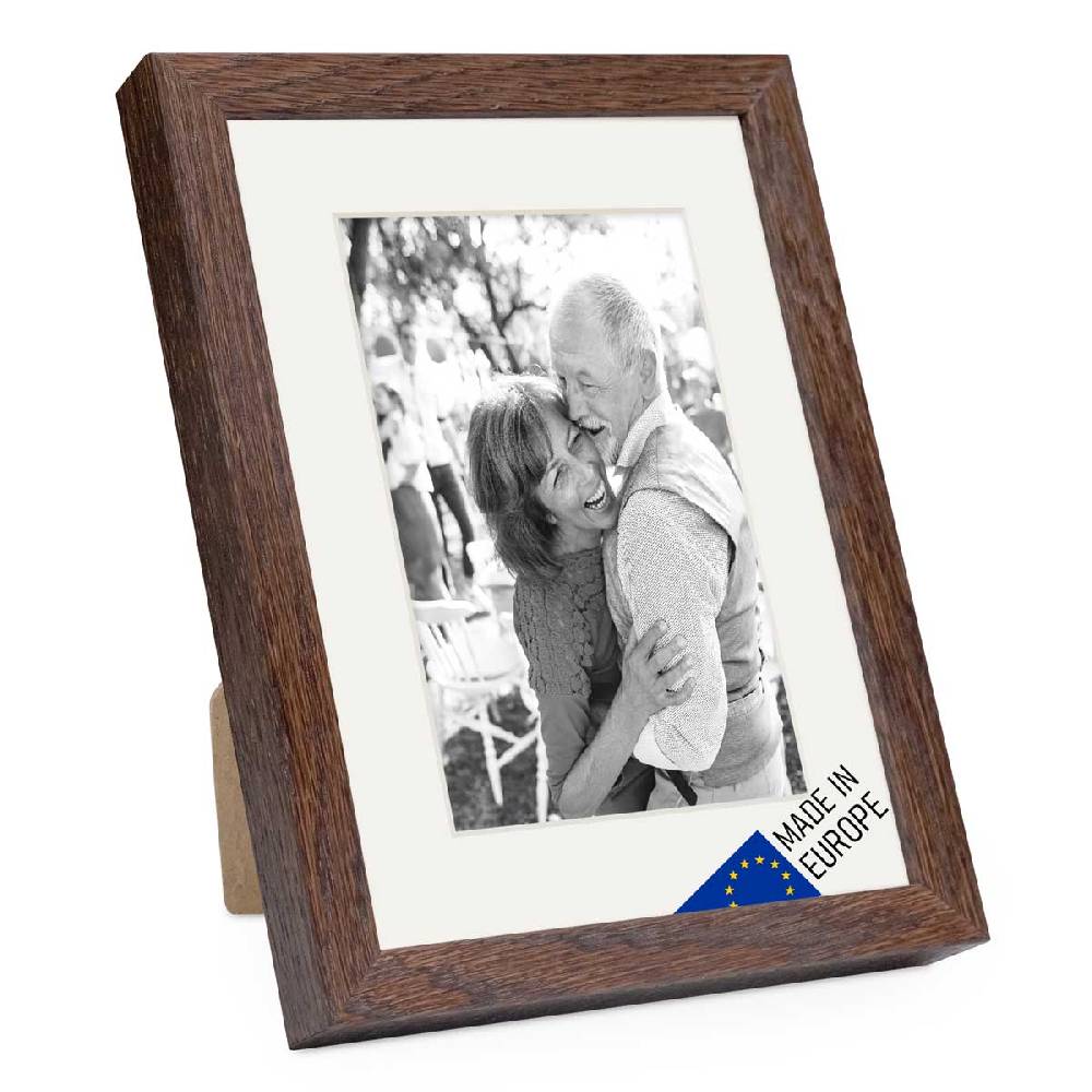 Photolini Bilderrahmen Echtholz mit Passepartout Eiche Dunkel Online Shopping