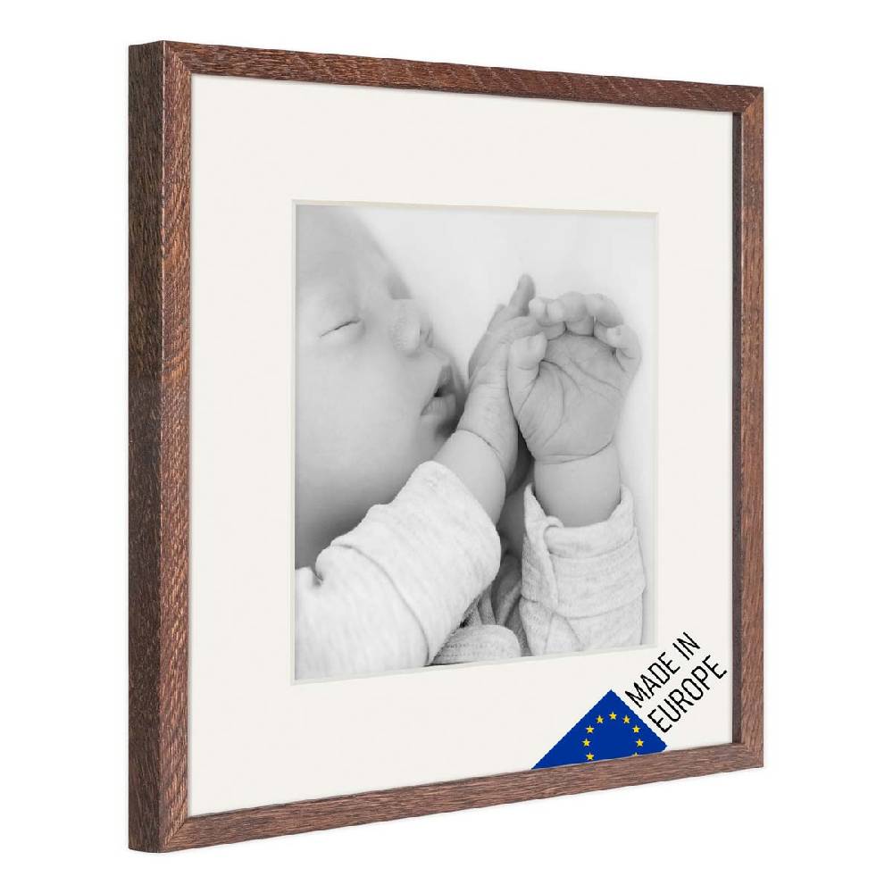 Photolini Bilderrahmen Echtholz mit Passepartout Eiche Dunkel Online Shopping