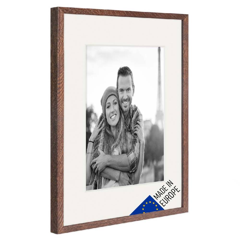 Photolini Bilderrahmen Echtholz mit Passepartout Eiche Dunkel Online Shopping