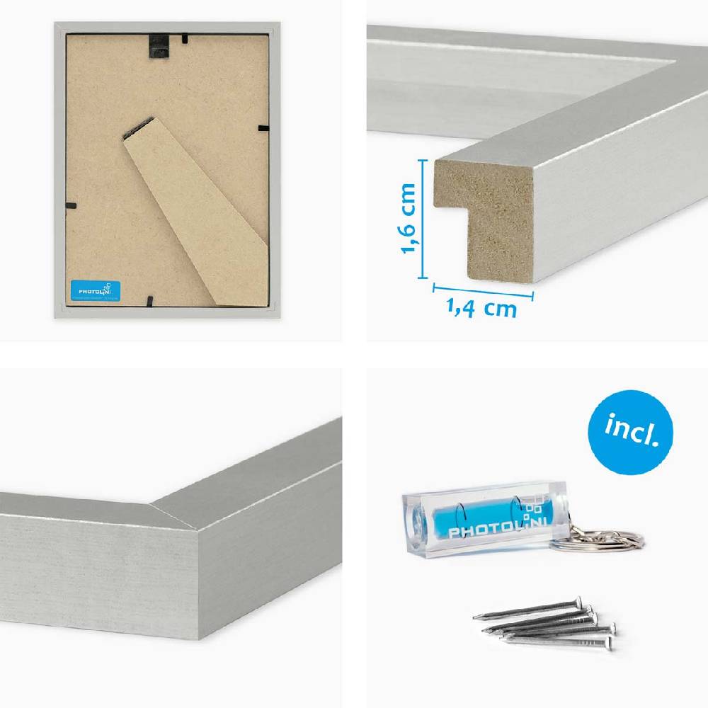 Photolini 10er Bilderrahmen-Set 15x20 cm Modern Silber aus MDF mit Acrylglas Osterangebot