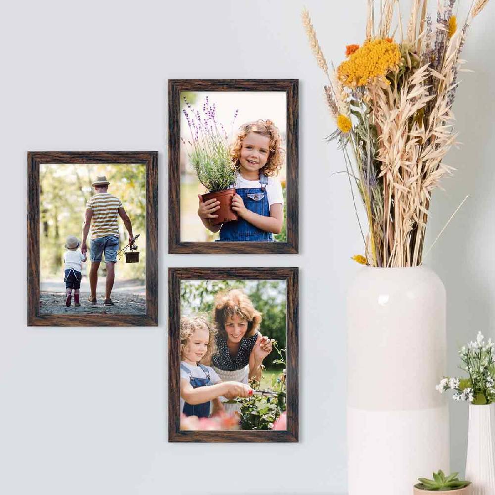 Photolini 10er Bilderrahmen-Set 13x18 cm Eiche Dunkel aus MDF mit Acrylglas Top Angebot