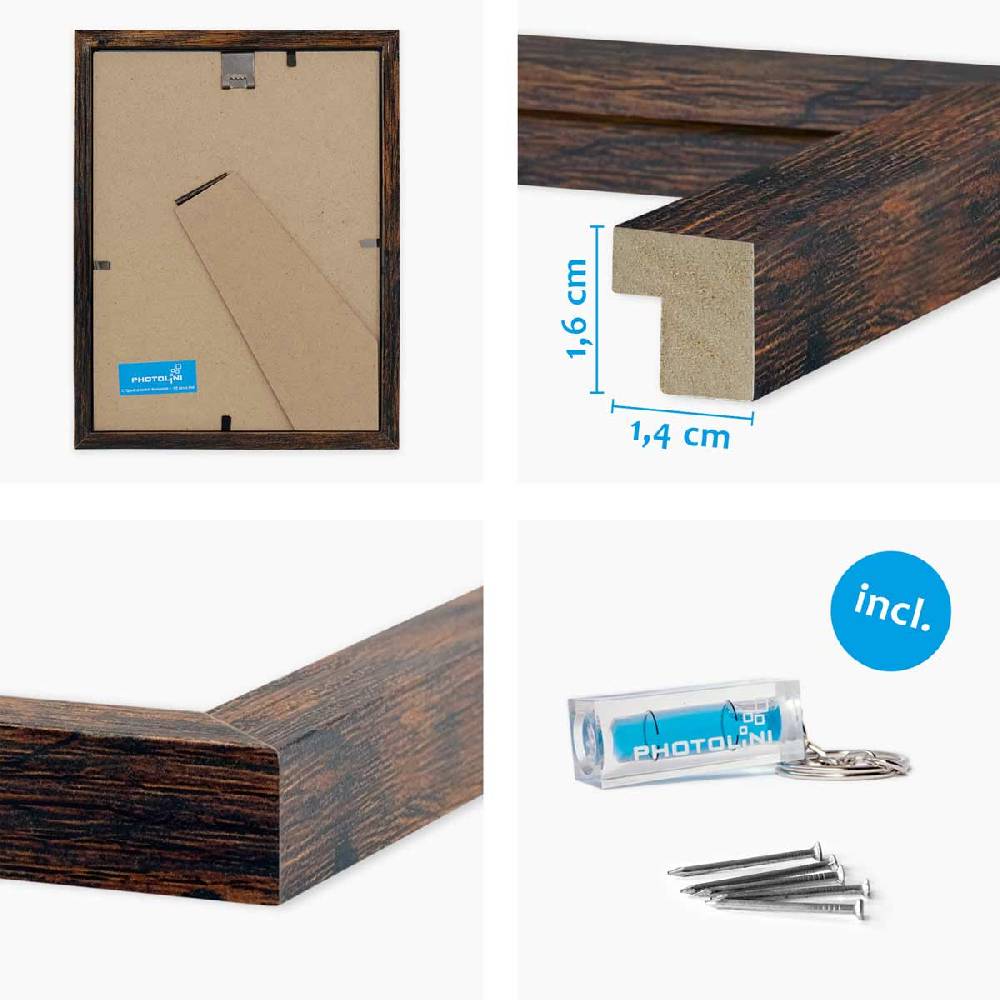 Photolini 10er Bilderrahmen-Set 13x18 cm Eiche Dunkel aus MDF mit Acrylglas Top Angebot