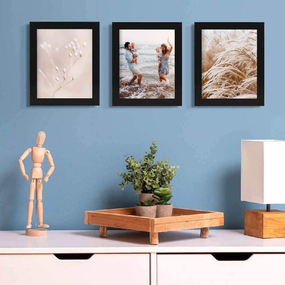 Photolini 10er Bilderrahmen-Set breit 20x25 cm Schwarz, MDF-Holz | Acrylglas Zeitlich begrenztes Angebot