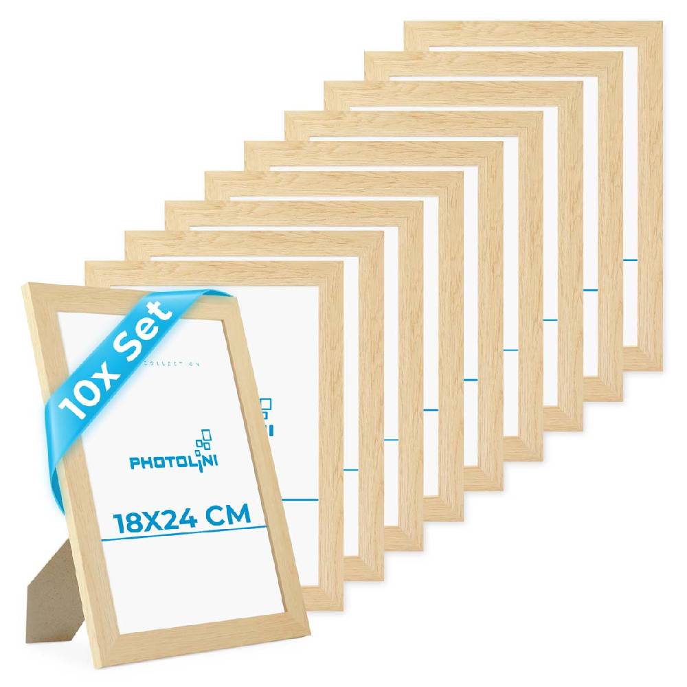 Photolini 10er Bilderrahmen-Set 18x24 cm Modern Natur MDF Basic Collection Blitzangebot