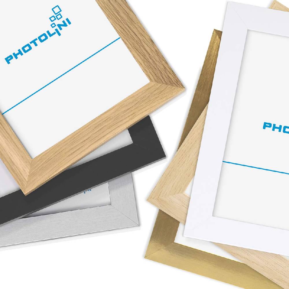 Photolini 10er Bilderrahmen-Set breit 15x15 cm Eiche Massivholz | Acrylglas Tägliche Deals