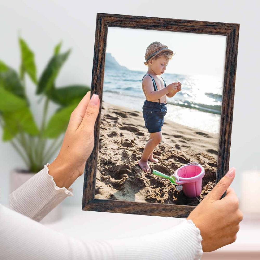 Photolini 10er Bilderrahmen-Set 21x30 cm DIN A4 Modern Eiche Dunkel aus MDF mit Acrylglas VIP-Rabatte