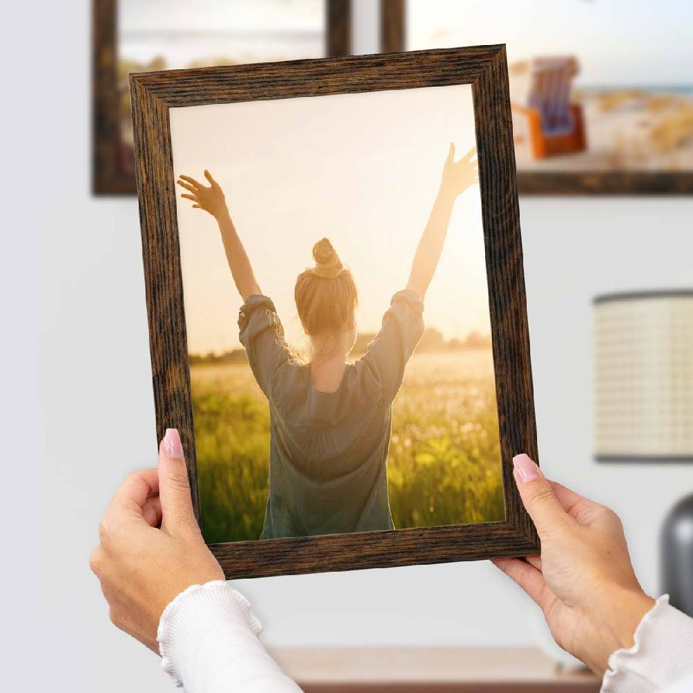 Photolini 10er Bilderrahmen-Set breit A4 21x30 cm Eiche Dunkel, MDF-Holz | Acrylglas Wochenangebot
