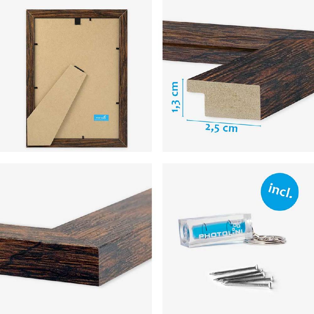 Photolini 10er Bilderrahmen-Set breit A4 21x30 cm Eiche Dunkel, MDF-Holz | Acrylglas Wochenangebot