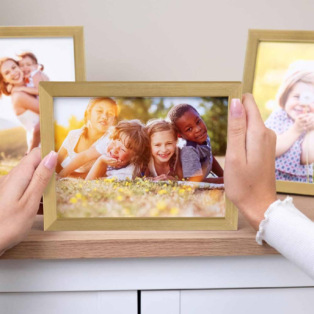 Photolini 10er Bilderrahmen-Set 15x20 cm Modern Gold aus MDF mit Acrylglas Kostenlose Rückgabe