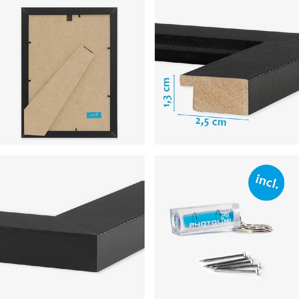 Photolini 10er Bilderrahmen-Set breit 18x24 cm Schwarz, MDF-Holz | Acrylglas Begrenzte Freigabe