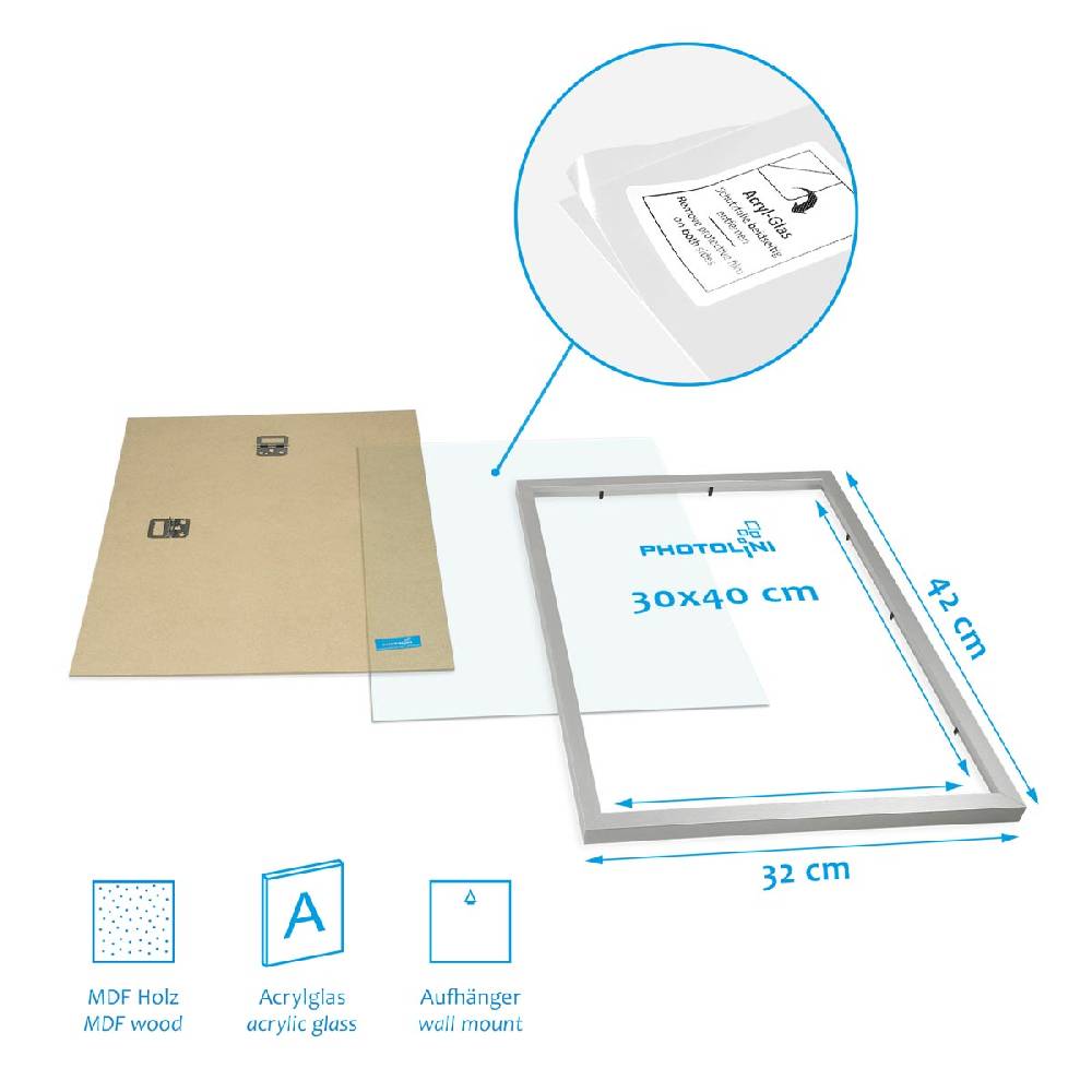 Photolini 10er Set Poster-Bilderrahmen 30x40 cm Modern Silber aus MDF mit Acrylglas Letzte 3 Tage