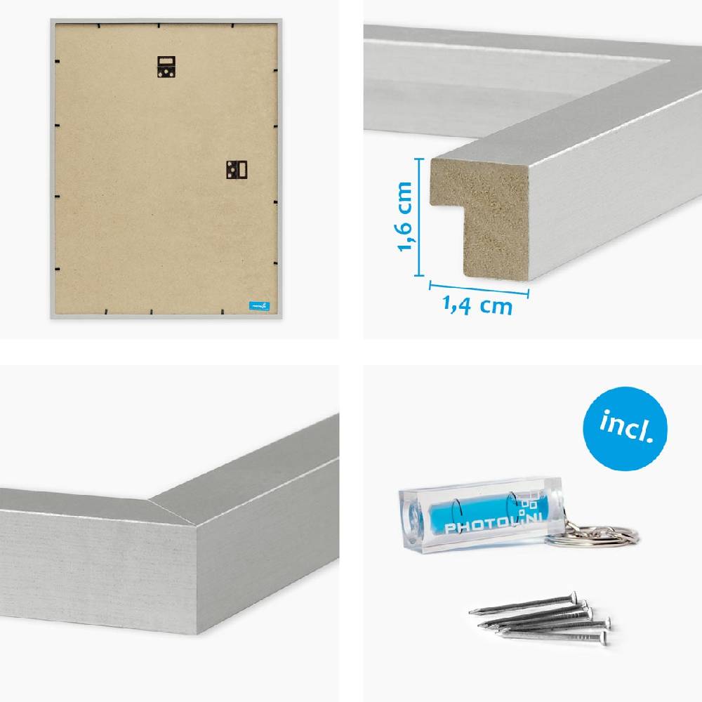 Photolini 10er Set Poster-Bilderrahmen 30x40 cm Modern Silber aus MDF mit Acrylglas Letzte 3 Tage