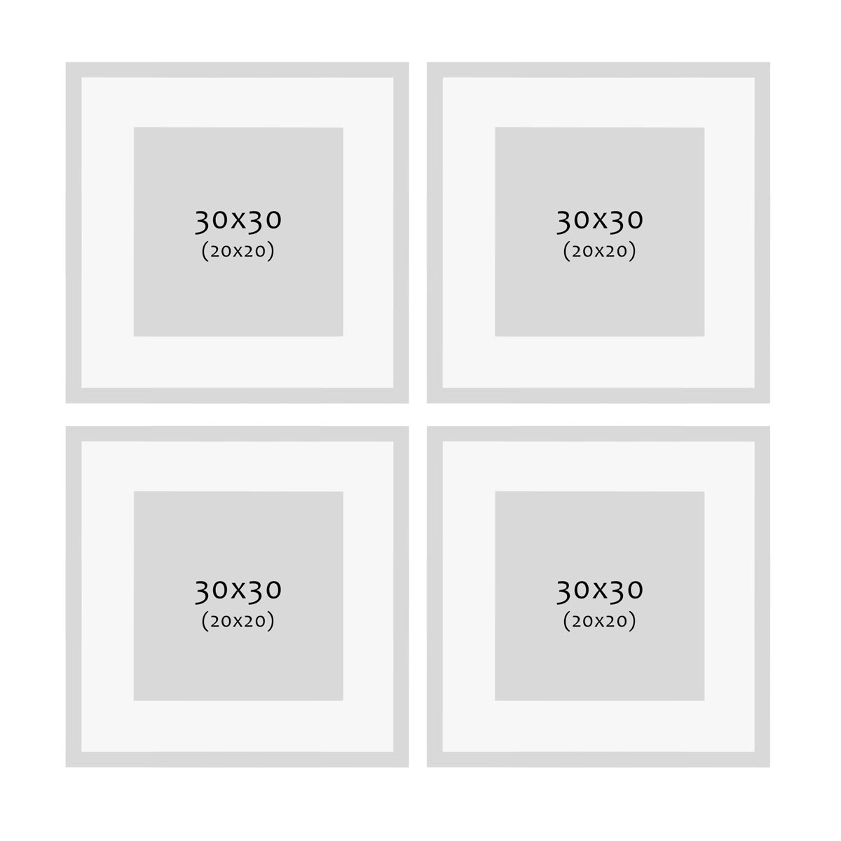 Photolini 4er Set Alu-Bilderrahmen 30x30 cm Schwarz Modern mit Passepartout 20x20 cm JETZT KAUFEN