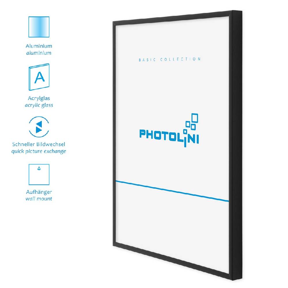 Photolini 4er Set Alu-Bilderrahmen 30x30 cm Schwarz Modern mit Passepartout 20x20 cm JETZT KAUFEN