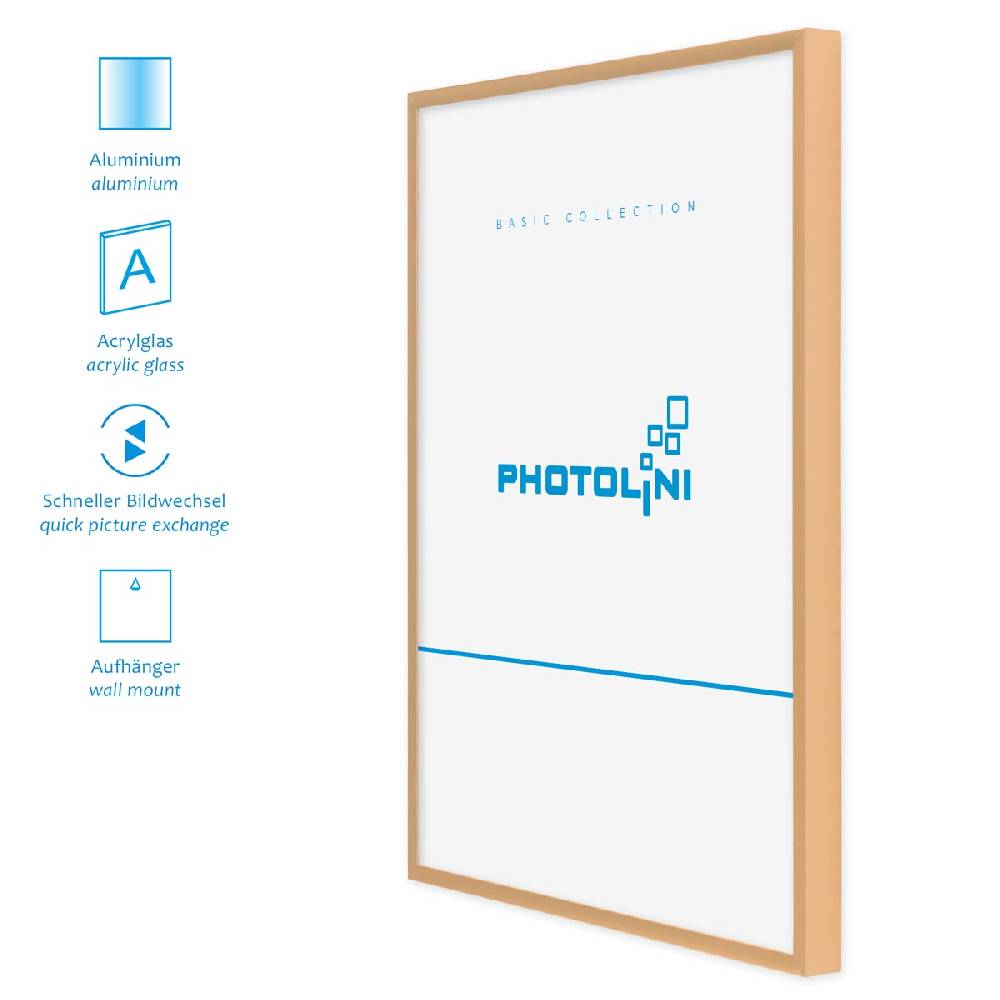 Photolini 4er Set Alu-Bilderrahmen 30x30 cm Gold Modern mit Passepartout 20x20 cm Neueste Stile