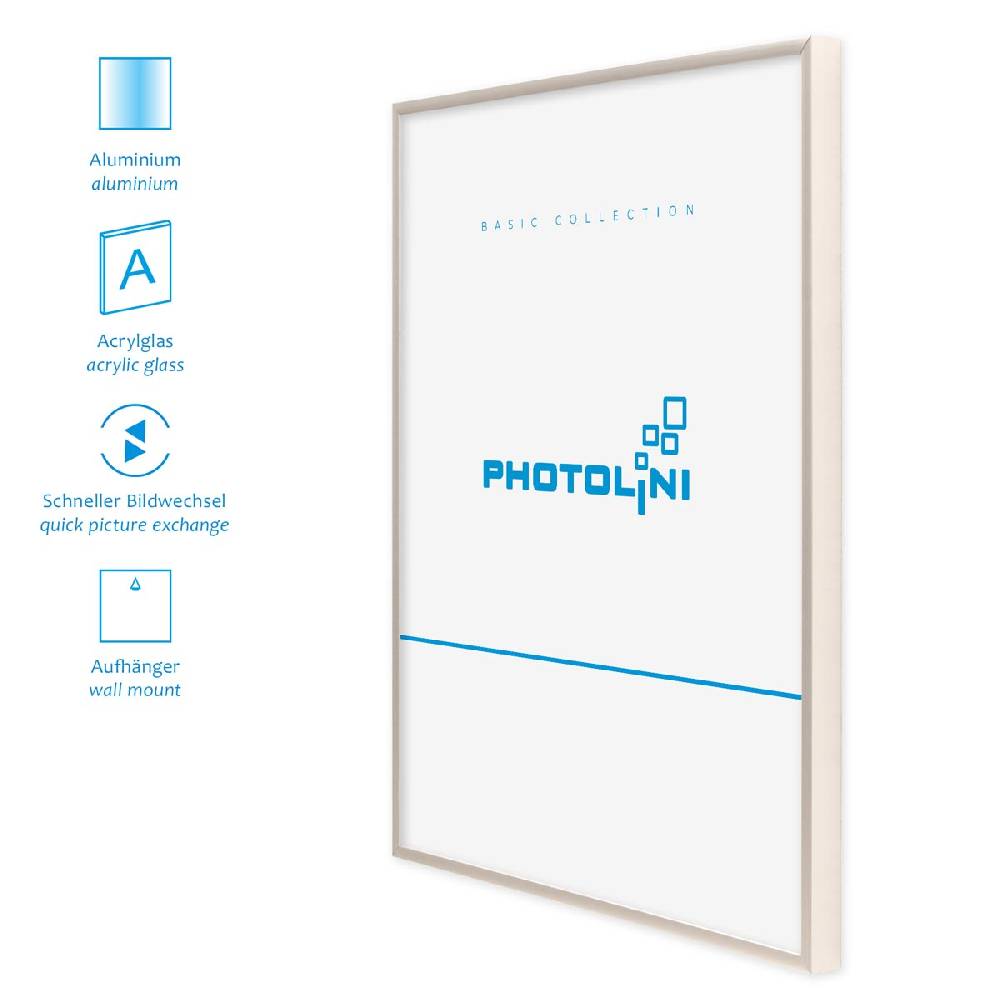 Photolini 4er Set Alu-Bilderrahmen 30x30 cm Silber Modern mit Passepartout 20x20 cm Letzte 2 Tage