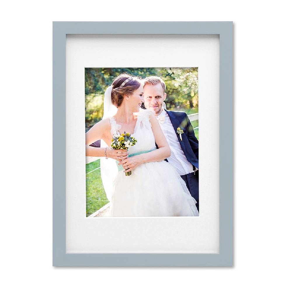 Photolini Bilderrahmen Echtholz Grau 21x30 cm A4 mit Passepartout 15x20 cm, Glas Discount Store für neue Produkte