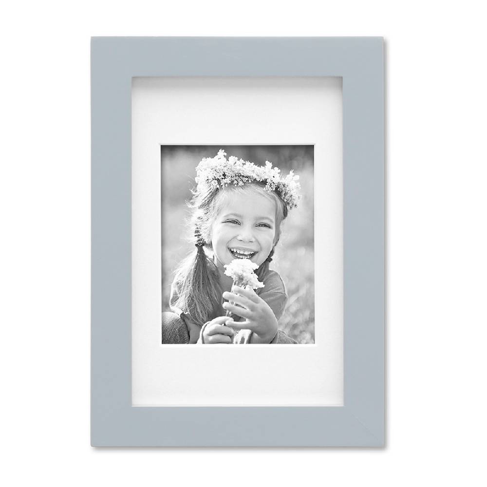 Photolini Bilderrahmen Echtholz Grau 10x15 cm mit Passepartout 7x9 cm, Glas Super Rabatt