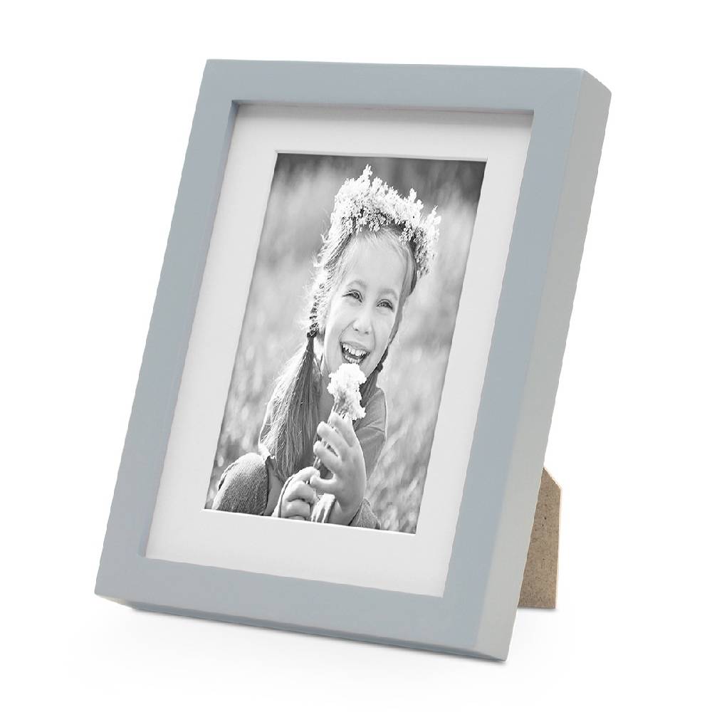 Photolini Bilderrahmen Echtholz Grau 15x20 cm mit Passepartout 10x15 cm, Glas Riesige Rabatte
