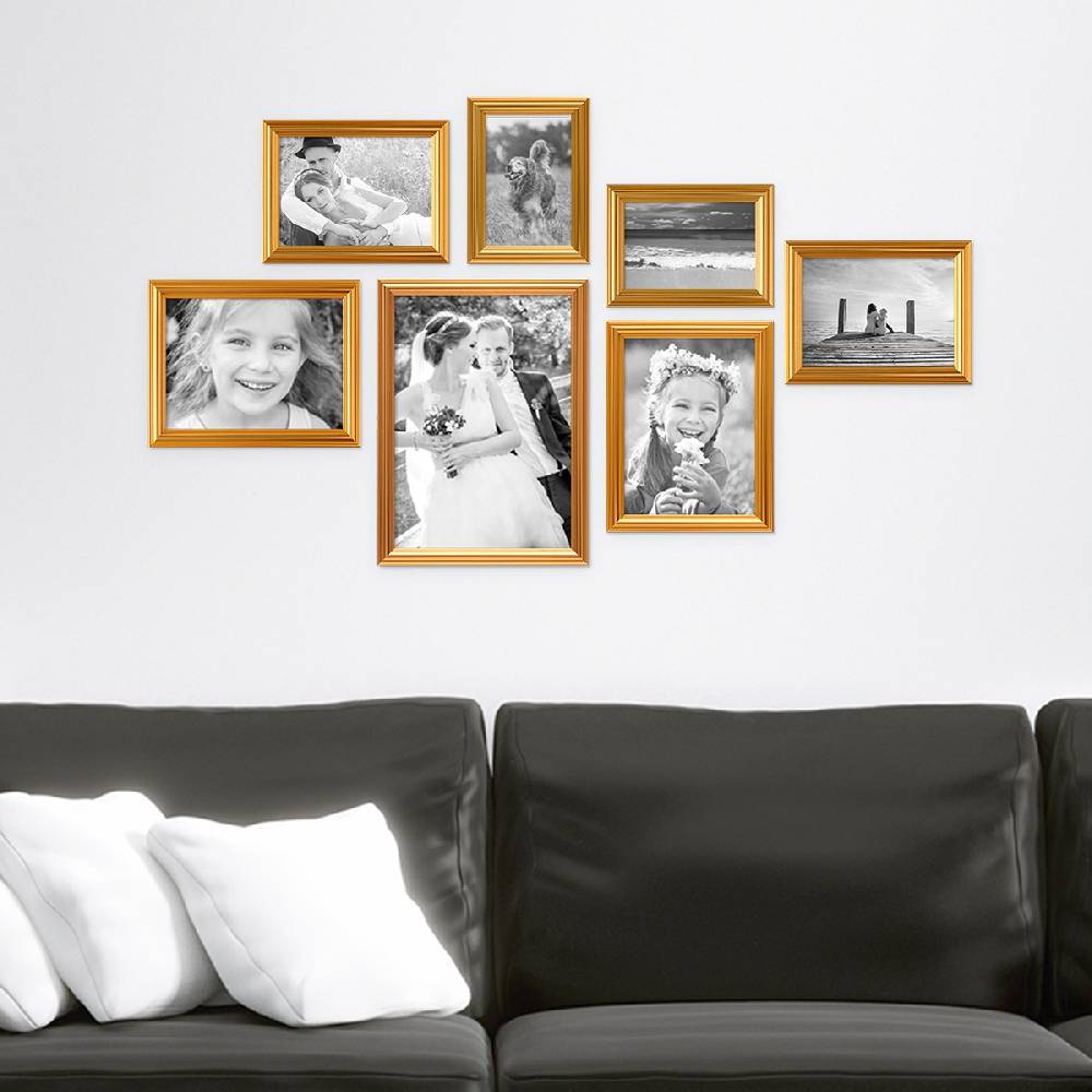 Photolini 7er Bilderrahmen-Set Gold Barock Antik aus Kunststoff Clearance-Verkauf