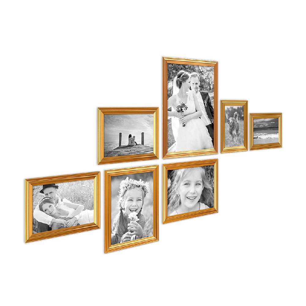 Photolini 7er Bilderrahmen-Set Gold Barock Antik aus Kunststoff Clearance-Verkauf