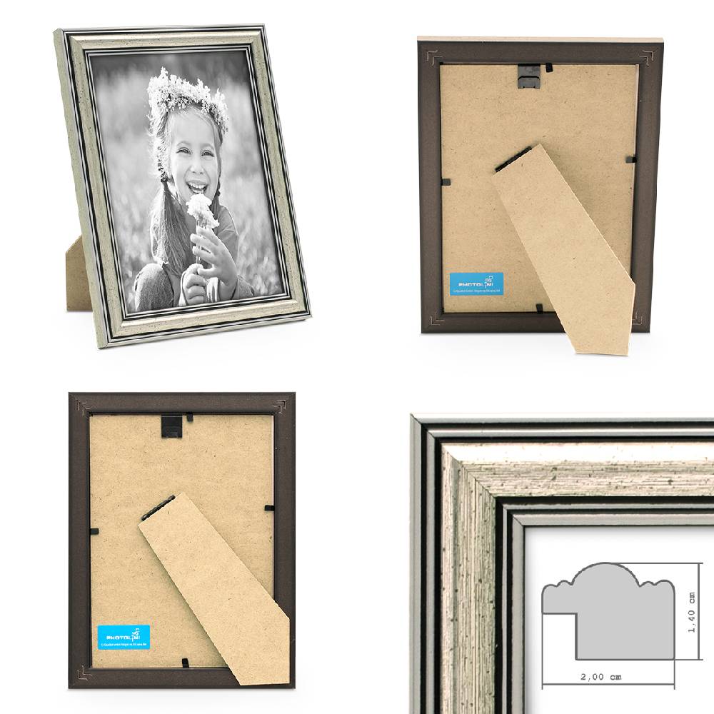 Photolini 3er Bilderrahmen-Set Silber Barock Antik 13x18 cm Fotorahmen Fabrikladen