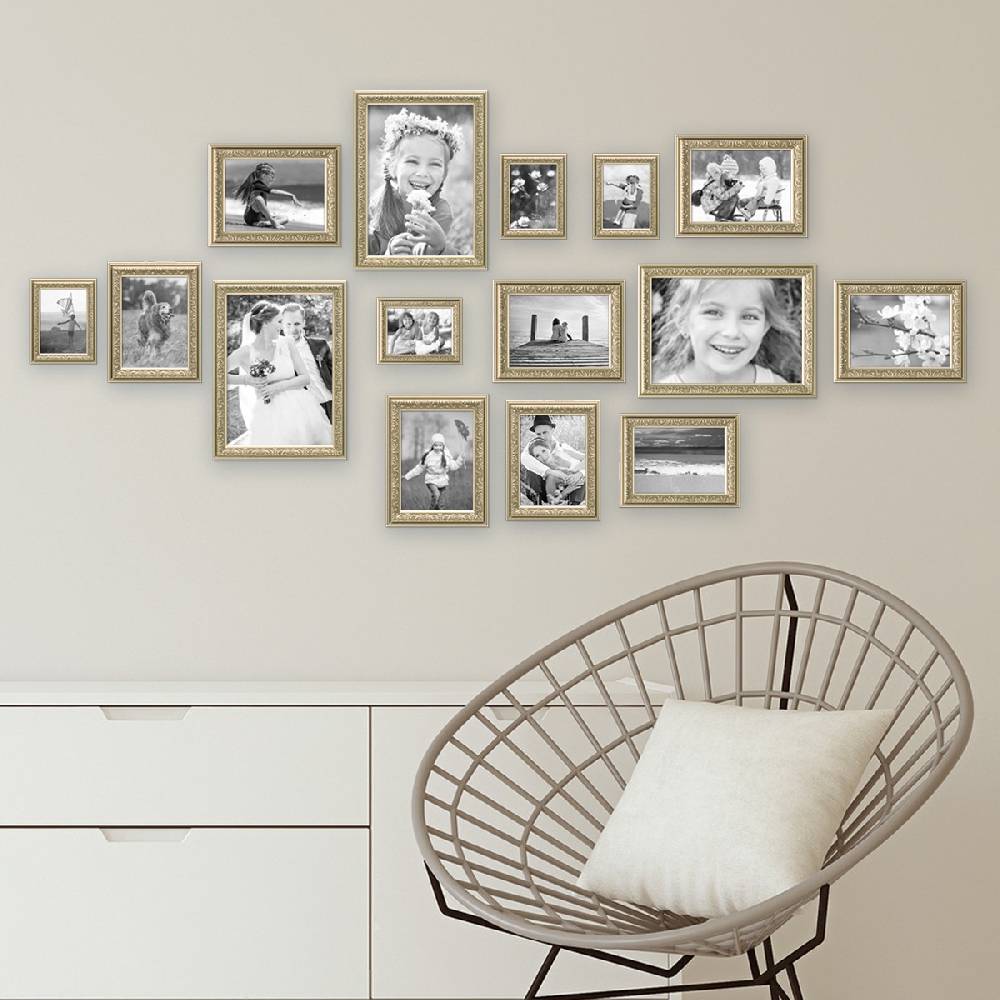 Photolini 15er Bilderrahmen-Set Ornamente Silber Nostalgie Begrenzt auf 3 Tage