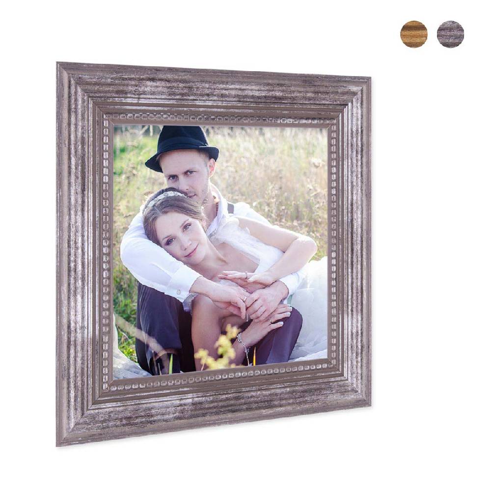 Photolini 3er Bilderrahmen-Set Silber Barock Antik 20x20 cm mit Passepartout Black Friday Preise