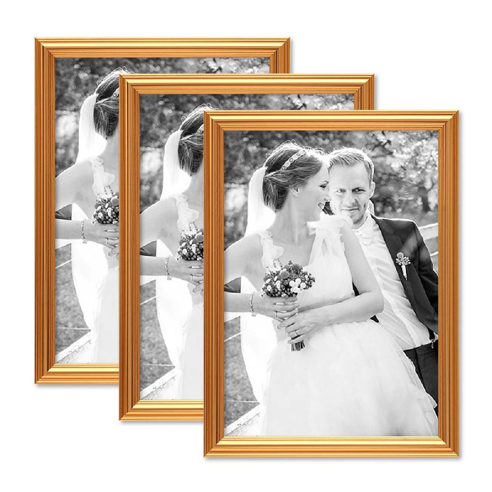 Photolini 3er Bilderrahmen-Set Gold Barock Antik 21x30 cm DIN A4 Fotorahmen Im Verkauf