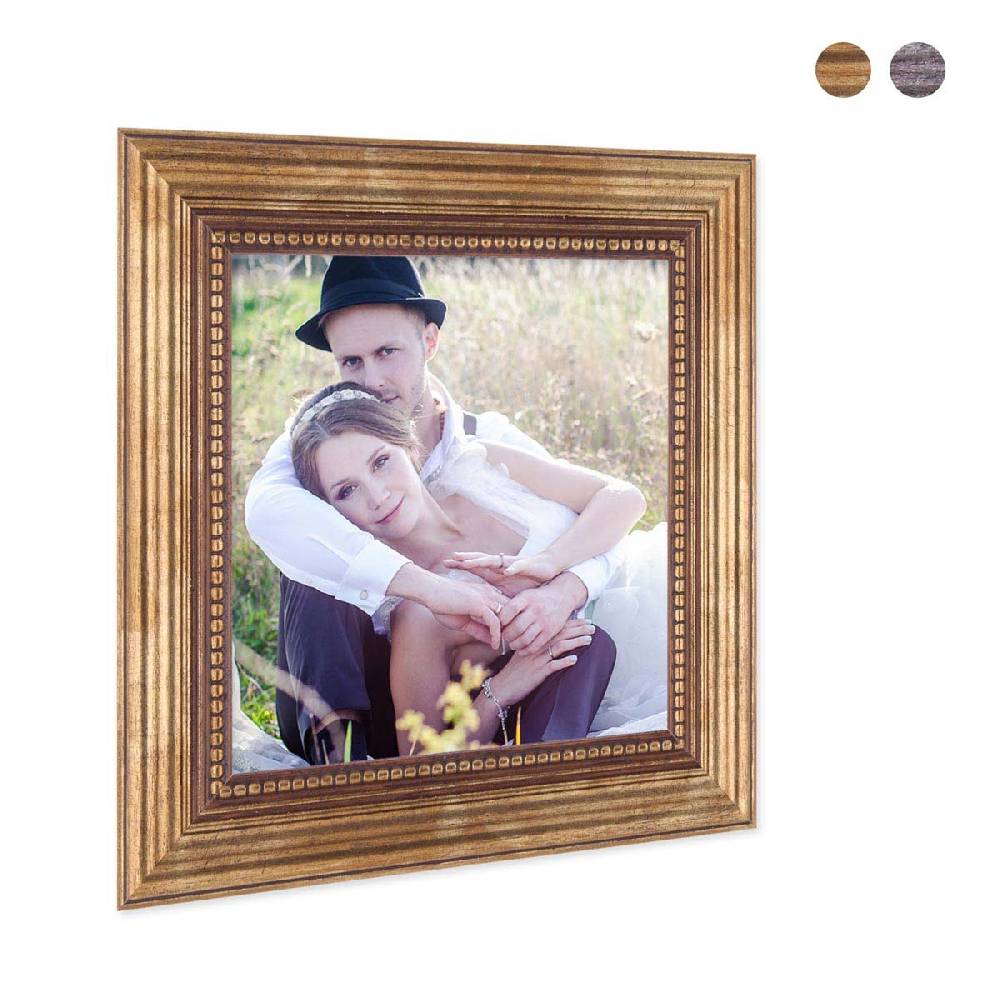 Photolini 3er Bilderrahmen-Set Gold Barock Antik 20x20 cm mit Passepartout zollfrei