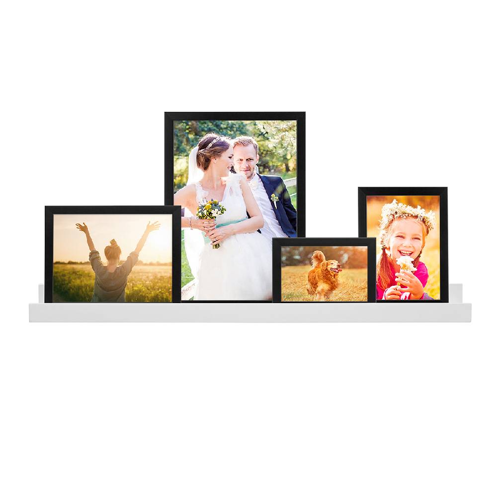 Photolini 4er Set MDF-Bilderrahmen Modern Schwarz mit Bilderleiste 50% Rabatt für begrenzte Zeit
