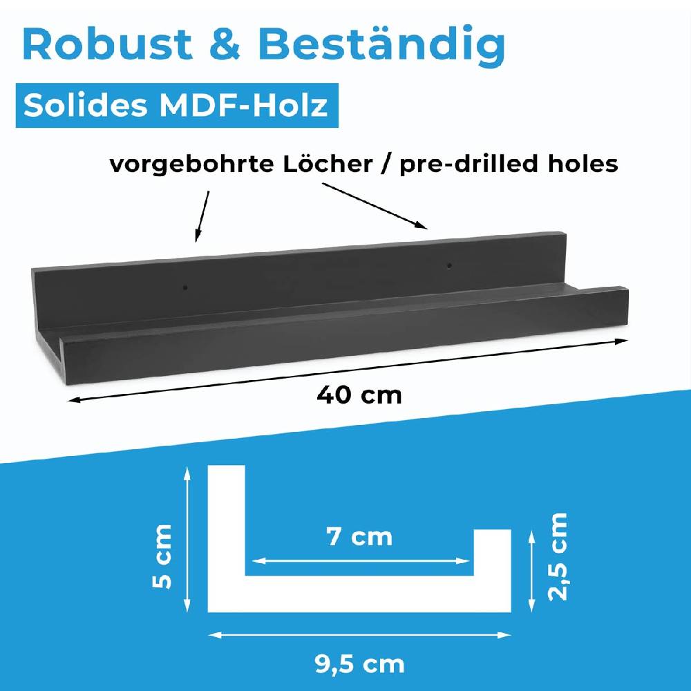 Photolini 2er Set Bilderleiste Schwarz 40 cm Rabatte dieses Monats