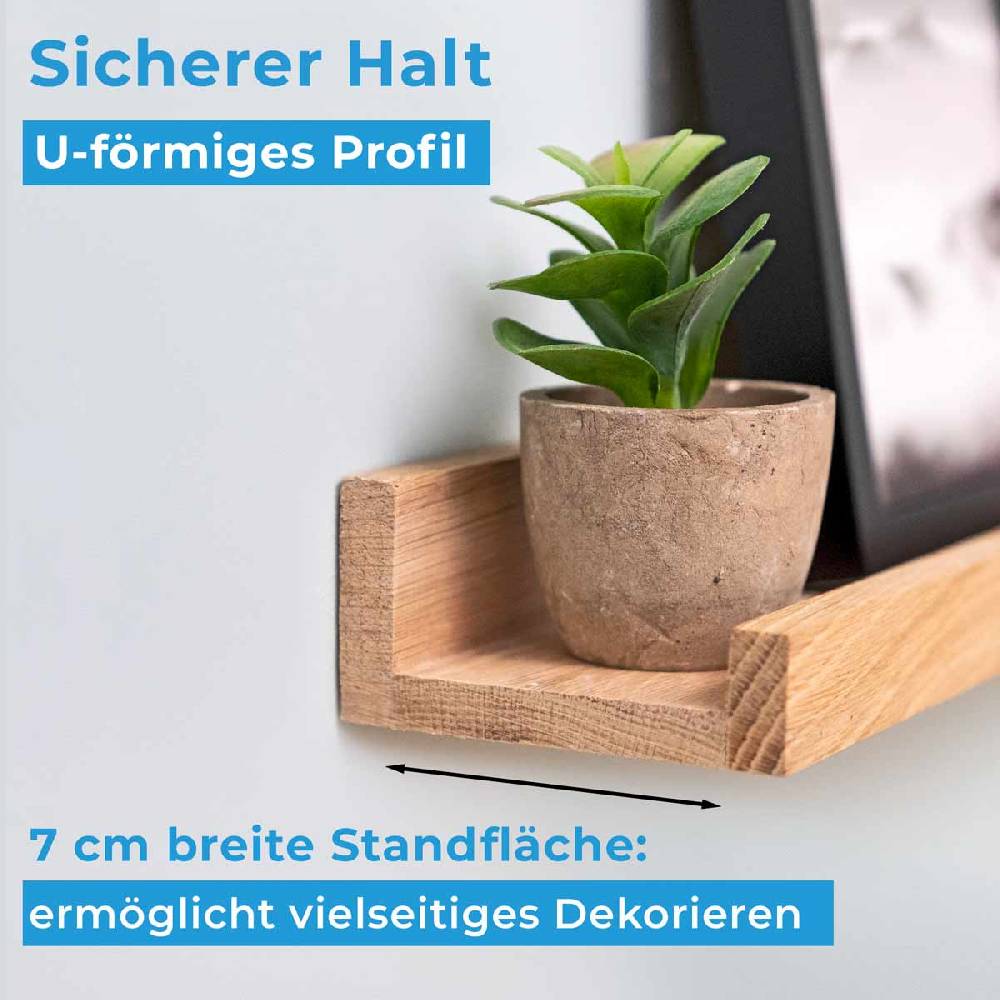 Photolini Bilderleiste Eiche Massiv 40 cm 2025